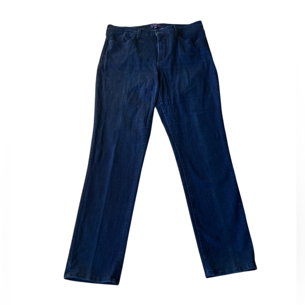 NYDJ Slim Straight Dark Wash High Rise Stretch Jeans